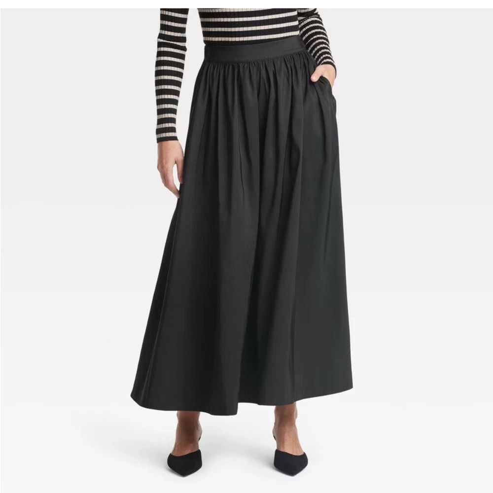 A NEW DAY Women’s Plus Pleated Maxi Skirt, Black, Size 1X, NWT